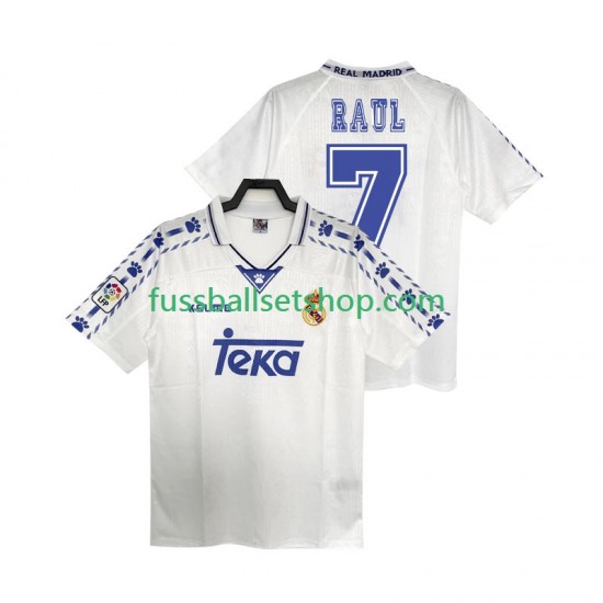 Günstige Fußball Trikotsatz Real Madrid RAUL 7 1996 1997 Retro Herren Heimtrikot Kurzarm
