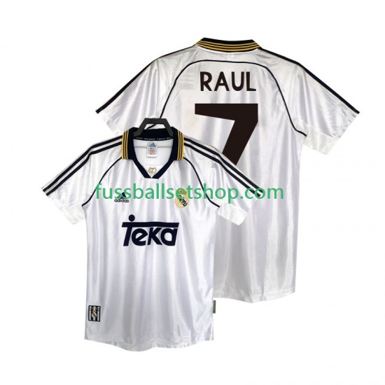 Günstige Fußball Trikotsatz Real Madrid RAUL 7 2000 Retro Herren Heimtrikot 1998 Kurzarm
