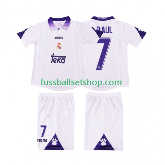 Günstige Fußball Trikotsatz Real Madrid RAUL 7 1997 Retro Kinder Heimtrikot 1998 Kurzarm