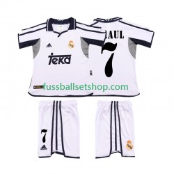 Günstige Fußball Trikotsatz Real Madrid RAUL 7 2001 Retro Kinder Heimtrikot 2002 Kurzarm