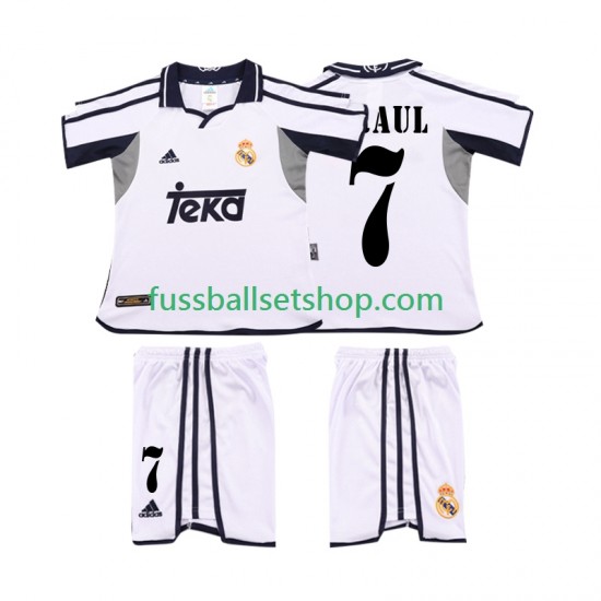 Günstige Fußball Trikotsatz Real Madrid RAUL 7 2001 Retro Kinder Heimtrikot 2002 Kurzarm