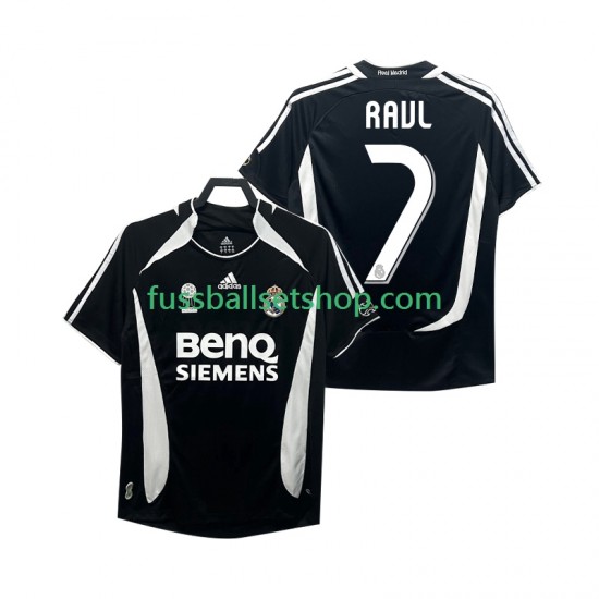 Günstige Fußball Trikotsatz Real Madrid RAUL 7 2007 Retro Herren Ausweichtrikot 2006 Kurzarm