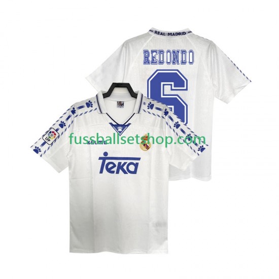 Günstige Fußball Trikotsatz Real Madrid REDONDO 6 1996 1997 Retro Herren Heimtrikot Kurzarm