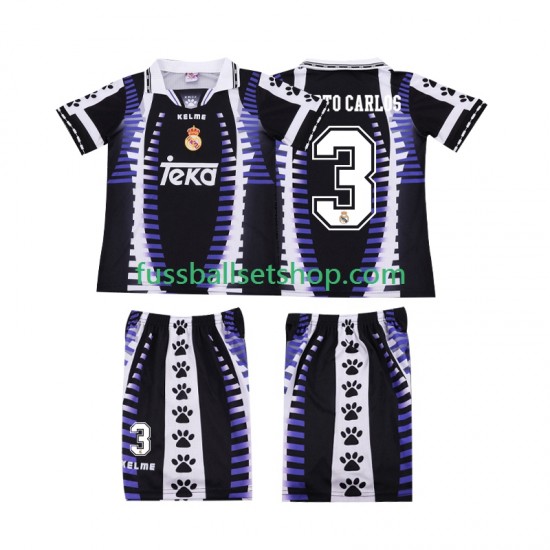 Günstige Fußball Trikotsatz Real Madrid ROBERTO CARLOS 3 1997 Retro Kinder Ausweichtrikot 1998 Kurzarm
