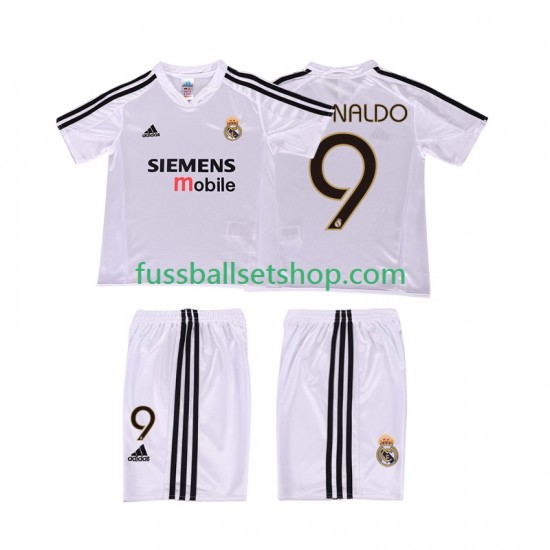Günstige Fußball Trikotsatz Real Madrid RONALDO 9 2004 5 Retro Kinder Heimtrikot 2002 Kurzarm