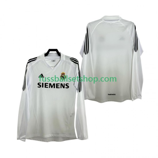Günstige Fußball Trikotsatz Real Madrid 2005 Retro Herren Heimtrikot 2006 Langarm