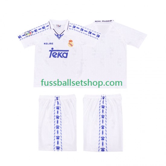 Günstige Fußball Trikotsatz Real Madrid 1996-1997 Retro Kinder Heimtrikot Kurzarm