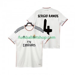 Günstige Fußball Trikotsatz Real Madrid SERGIO RAMOS 4 2013 2014 Retro Herren Heimtrikot Kurzarm