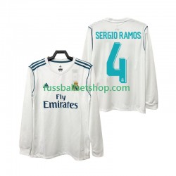 Günstige Fußball Trikotsatz Real Madrid SERGIO RAMOS 4 2017 2018 Retro Herren Heimtrikot Langarm
