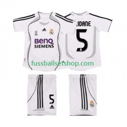 Günstige Fußball Trikotsatz Real Madrid ZIDANE 5 2007 Retro Kinder Heimtrikot 2006 Kurzarm