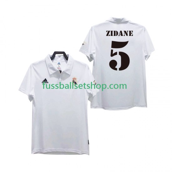 Günstige Fußball Trikotsatz Real Madrid ZIDANE 5 2003 Retro Herren Heimtrikot 2002 Kurzarm