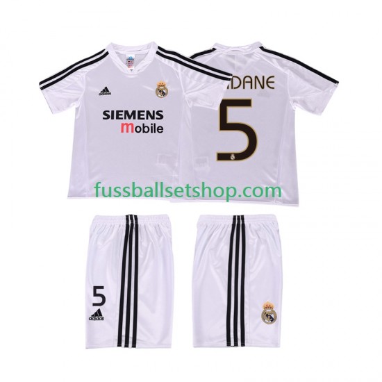 Günstige Fußball Trikotsatz Real Madrid ZIDANE 5 2004 5 Retro Kinder Heimtrikot 2002 Kurzarm