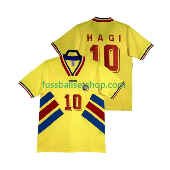 Günstige Fußball Trikotsatz Rumänien Hagi 10 Retro Herren Heimtrikot 1994 Kurzarm