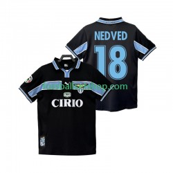 Günstige Fußball Trikotsatz Lazio Rom NEDVED 18 Retro Herren Auswärtstrikot 1998 1999 Kurzarm