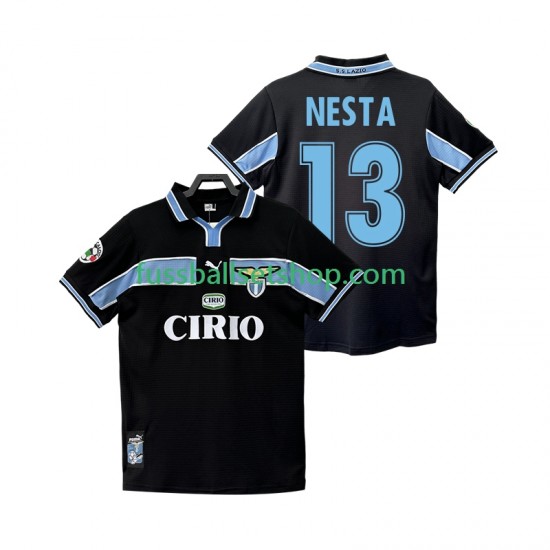 Günstige Fußball Trikotsatz Lazio Rom NESTA 13 Retro Herren Auswärtstrikot 1998 1999 Kurzarm