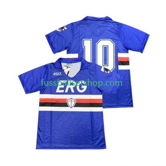 Günstige Fußball Trikotsatz Sampdoria 10 1990 1991 Retro Herren Heimtrikot Kurzarm