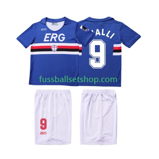 Günstige Fußball Trikotsatz Sampdoria VIALLI 9 1990 1991 Retro Kinder Heimtrikot Kurzarm