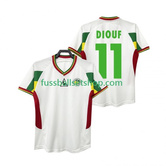 Günstige Fußball Trikotsatz Senegal DIOUF 11 Retro Herren Heimtrikot 2002 Kurzarm