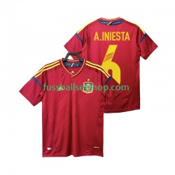 Günstige Fußball Trikotsatz Spanien Andres Iniesta 6 2012 Retro Herren Heimtrikot Kurzarm