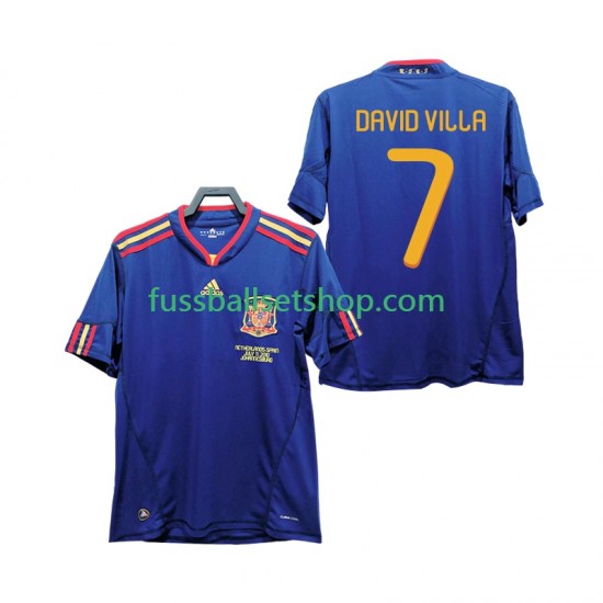 Günstige Fußball Trikotsatz Spanien DAVID VILLA 7 Retro Herren Auswärtstrikot 2010 Kurzarm