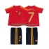 Günstige Fußball Trikotsatz Spanien DAVID VILLA 7 Retro Kinder Heimtrikot 2008 Kurzarm