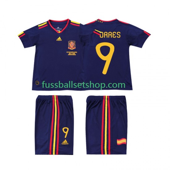 Günstige Fußball Trikotsatz Spanien TORRES 9 Retro Kinder Auswärtstrikot 2010 Kurzarm
