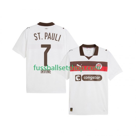 Günstige Fußball Trikotsatz St. Pauli Jackson Irvine 7 Herren Auswärtstrikot 2025-2026 Kurzarm