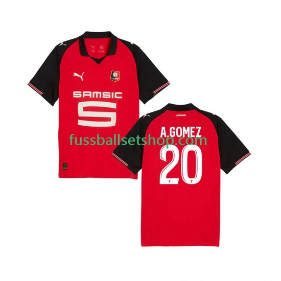 Günstige Fußball Trikotsatz Stade Rennes Andres Gomez 20 Herren Heimtrikot 2025-2026 Kurzarm