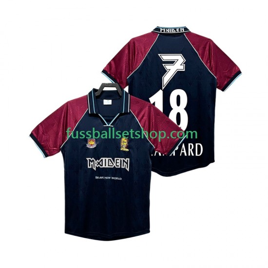 Günstige Fußball Trikotsatz West Ham United LAMPARD 18 Iron Maiden Retro Herren Heimtrikot 1999 Kurzarm