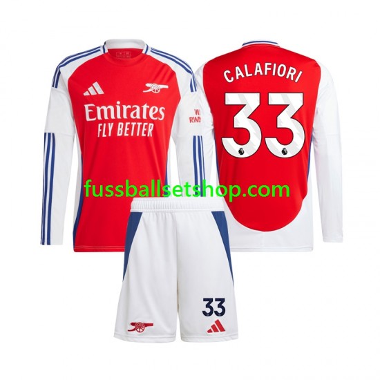 Günstige Fußball Trikotsatz Arsenal Riccardo Calafiori 33 Kinder Heimtrikot 2024-2025 Langarm
