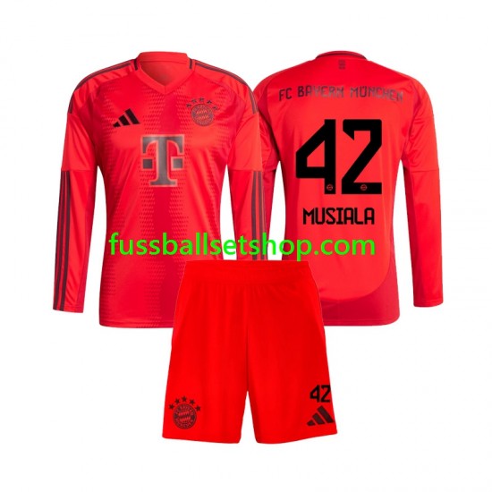 Günstige Fußball Trikotsatz FC Bayern München Jamal Musiala 42 Kinder Heimtrikot 2024-2025 Langarm
