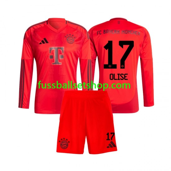 Günstige Fußball Trikotsatz FC Bayern München Michael Olise 17 Kinder Heimtrikot 2024-2025 Langarm