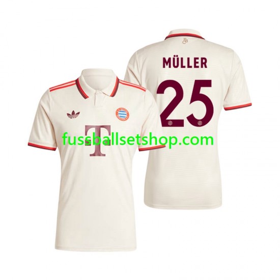 Günstige Fußball Trikotsatz FC Bayern München Muller 25 Herren Ausweichtrikot 2024-2025 Kurzarm