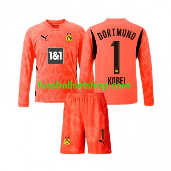 Günstige Fußball Trikotsatz Borussia Dortmund Gregor Kobel 1 Torwart Kinder Ausweichtrikot 2024-2025 Langarm