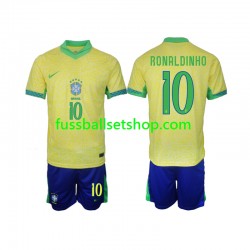 Günstige Fußball Trikotsatz Brasilien Ronaldinho 10 Kinder Heimtrikot 2024 Kurzarm
