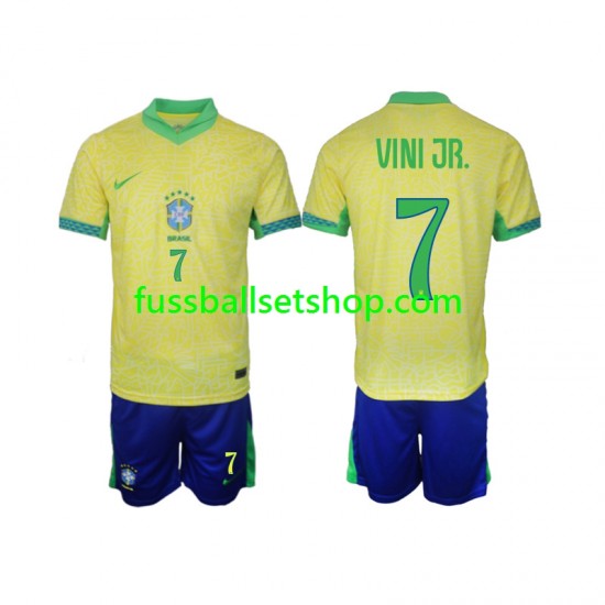 Günstige Fußball Trikotsatz Brasilien VINI JR 7 Kinder Heimtrikot 2024 Kurzarm