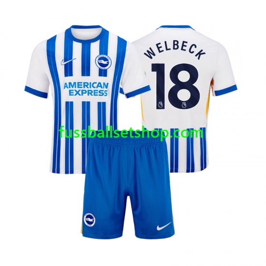 Günstige Fußball Trikotsatz Brighton Hove Albion WELBECK 18 Kinder Heimtrikot 2024-2025 Kurzarm