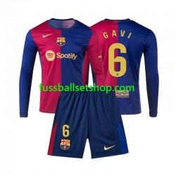 Günstige Fußball Trikotsatz FC Barcelona Gavi 6 Kinder Heimtrikot 2024-2025 Langarm