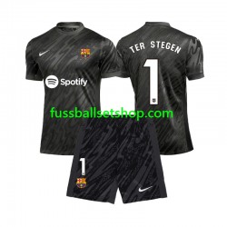 Günstige Fußball Trikotsatz FC Barcelona Ter Stegen 1 Torwart Kinder Ausweichtrikot 2024-2025 Kurzarm