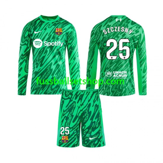 Günstige Fußball Trikotsatz FC Barcelona Wojciech Szczesny 25 Torwart Kinder Heimtrikot 2024-2025 Langarm
