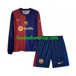 Günstige Fußball Trikotsatz FC Barcelona Kinder Heimtrikot 2024-2025 Langarm