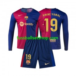 Günstige Fußball Trikotsatz FC Barcelona Lamine Yamal 19 Kinder Heimtrikot 2024-2025 Langarm