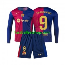 Günstige Fußball Trikotsatz FC Barcelona Lewandowski 9 Kinder Heimtrikot 2024-2025 Langarm