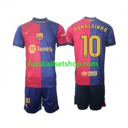 Günstige Fußball Trikotsatz FC Barcelona Ronaldinho 10 Kinder Heimtrikot 2024-2025 Langarm