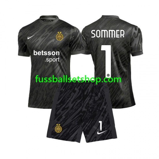Günstige Fußball Trikotsatz Inter Mailand Yann Sommer 1 Torwart Kinder Ausweichtrikot 2024-2025 Kurzarm