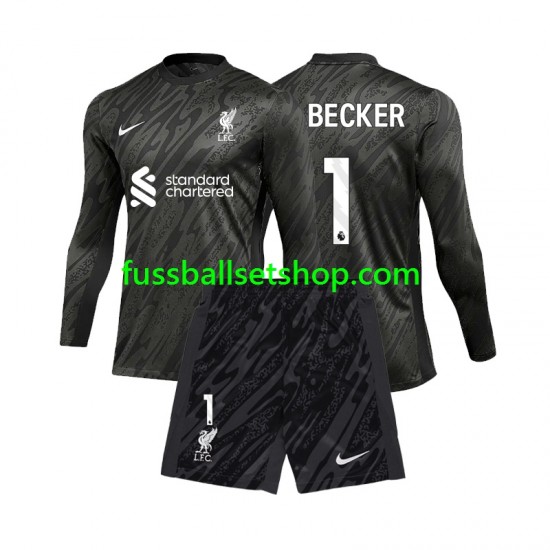 Günstige Fußball Trikotsatz Liverpool Alisson Becker 1 Torwart Kinder Heimtrikot 2024-2025 Langarm