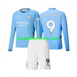 Günstige Fußball Trikotsatz Manchester City Erling Haaland 9 Kinder Heimtrikot 2024-2025 Langarm