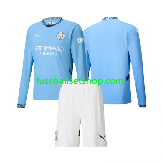 Günstige Fußball Trikotsatz Manchester City Kinder Heimtrikot 2024-2025 Langarm
