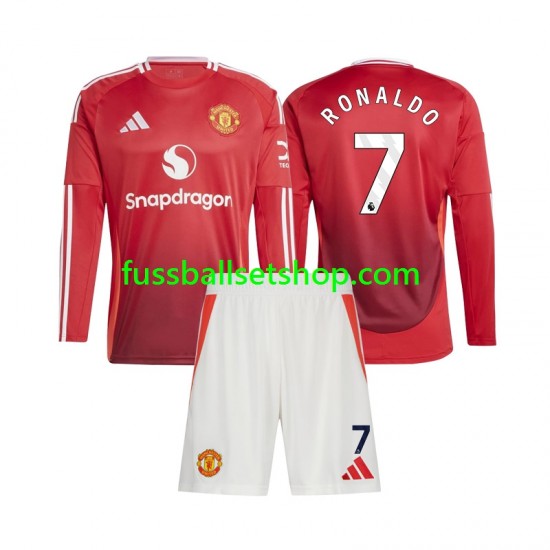 Günstige Fußball Trikotsatz Manchester United Cristiano Ronaldo 7 Kinder Heimtrikot 2024-2025 Langarm