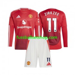 Günstige Fußball Trikotsatz Manchester United Joshua Zirkzee 11 Kinder Heimtrikot 2024-2025 Langarm